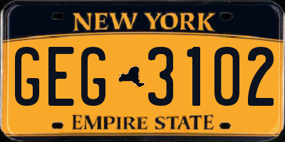 NY license plate GEG3102