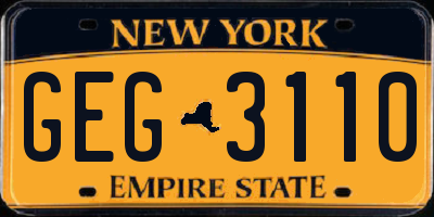 NY license plate GEG3110