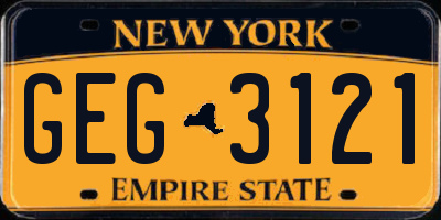 NY license plate GEG3121
