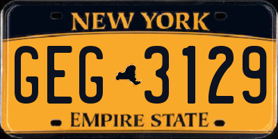 NY license plate GEG3129