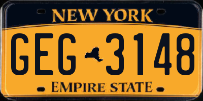 NY license plate GEG3148