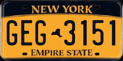 NY license plate GEG3151