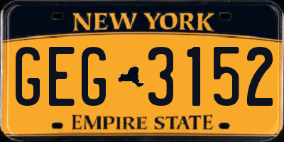 NY license plate GEG3152