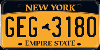 NY license plate GEG3180