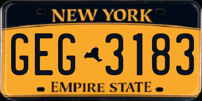NY license plate GEG3183