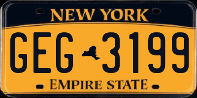 NY license plate GEG3199