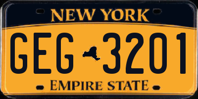 NY license plate GEG3201
