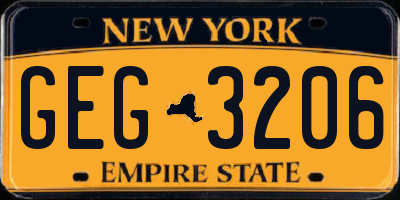 NY license plate GEG3206