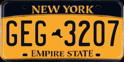 NY license plate GEG3207