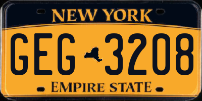 NY license plate GEG3208