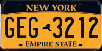 NY license plate GEG3212