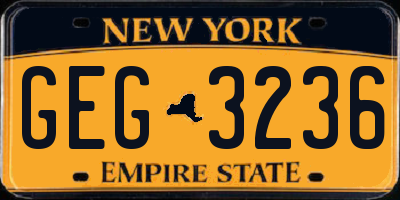 NY license plate GEG3236
