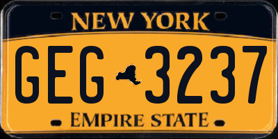 NY license plate GEG3237