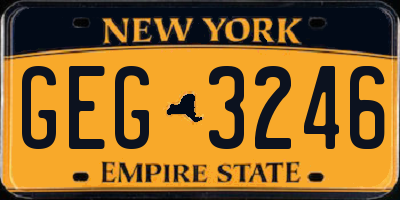 NY license plate GEG3246