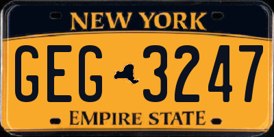 NY license plate GEG3247