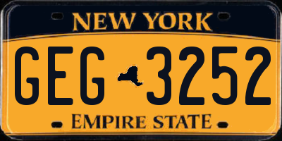 NY license plate GEG3252