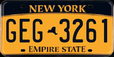 NY license plate GEG3261