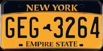 NY license plate GEG3264