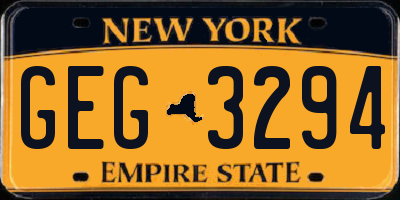NY license plate GEG3294