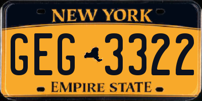 NY license plate GEG3322