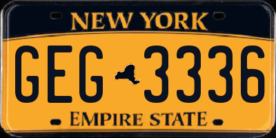 NY license plate GEG3336