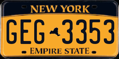 NY license plate GEG3353