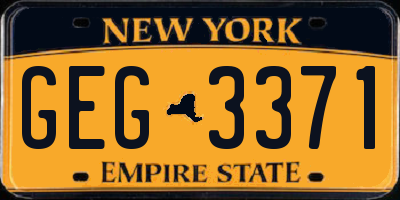 NY license plate GEG3371