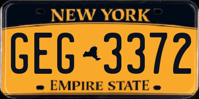 NY license plate GEG3372