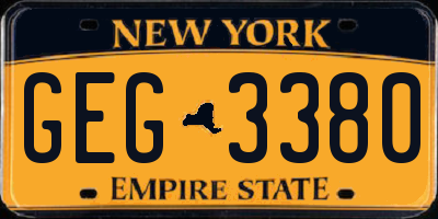 NY license plate GEG3380
