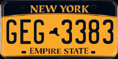 NY license plate GEG3383