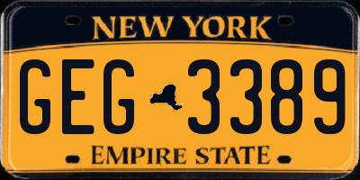 NY license plate GEG3389