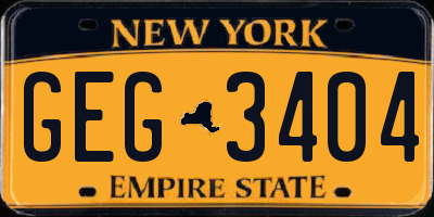 NY license plate GEG3404