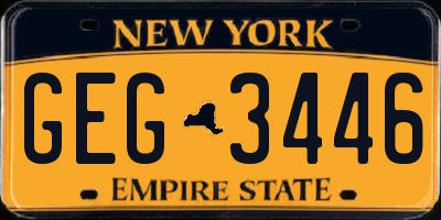 NY license plate GEG3446