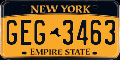 NY license plate GEG3463