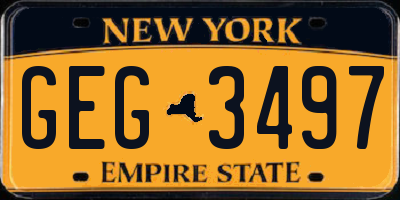 NY license plate GEG3497