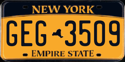 NY license plate GEG3509
