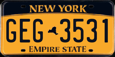 NY license plate GEG3531