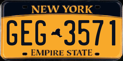 NY license plate GEG3571