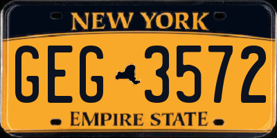 NY license plate GEG3572