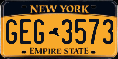 NY license plate GEG3573