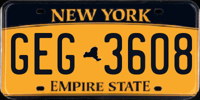 NY license plate GEG3608