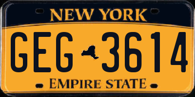 NY license plate GEG3614