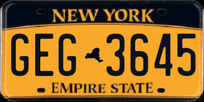 NY license plate GEG3645
