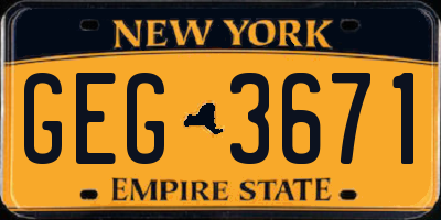 NY license plate GEG3671