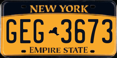 NY license plate GEG3673