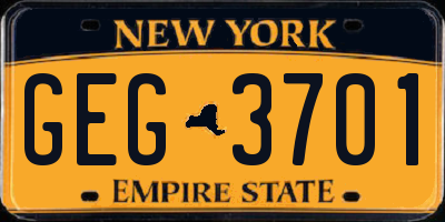 NY license plate GEG3701