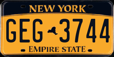 NY license plate GEG3744
