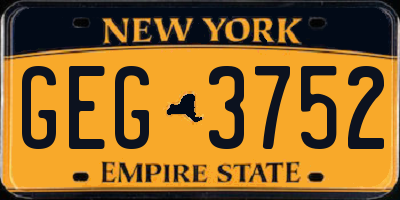 NY license plate GEG3752