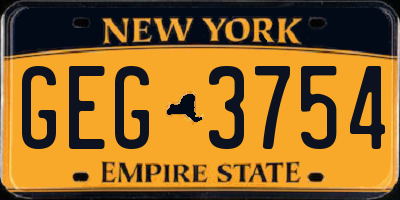 NY license plate GEG3754