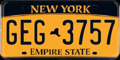 NY license plate GEG3757